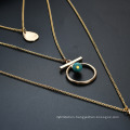 Trendy Design Alloy Natural Stone Pendant 3 Layered Necklace